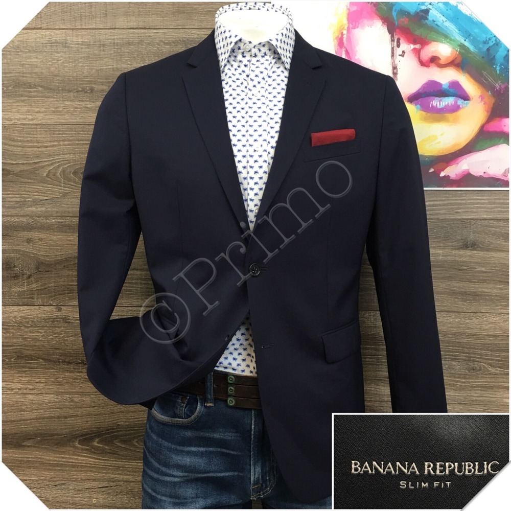 BANANA REPUBLIC Mens Blazer Sport Coat Casual Jacket Size 44R Slim Fit Wool Suit